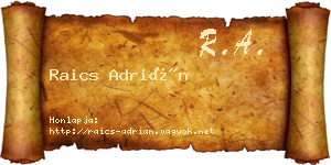 Raics Adrián névjegykártya